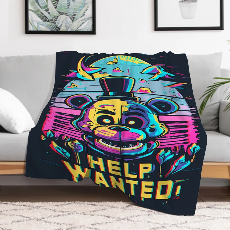 

Fnaf Five-nights-At-Freddys Classic Vintage Blanket Plead Cover Fluffy Soft Blankets for Decorative Sofa Catnap King Lid Downy