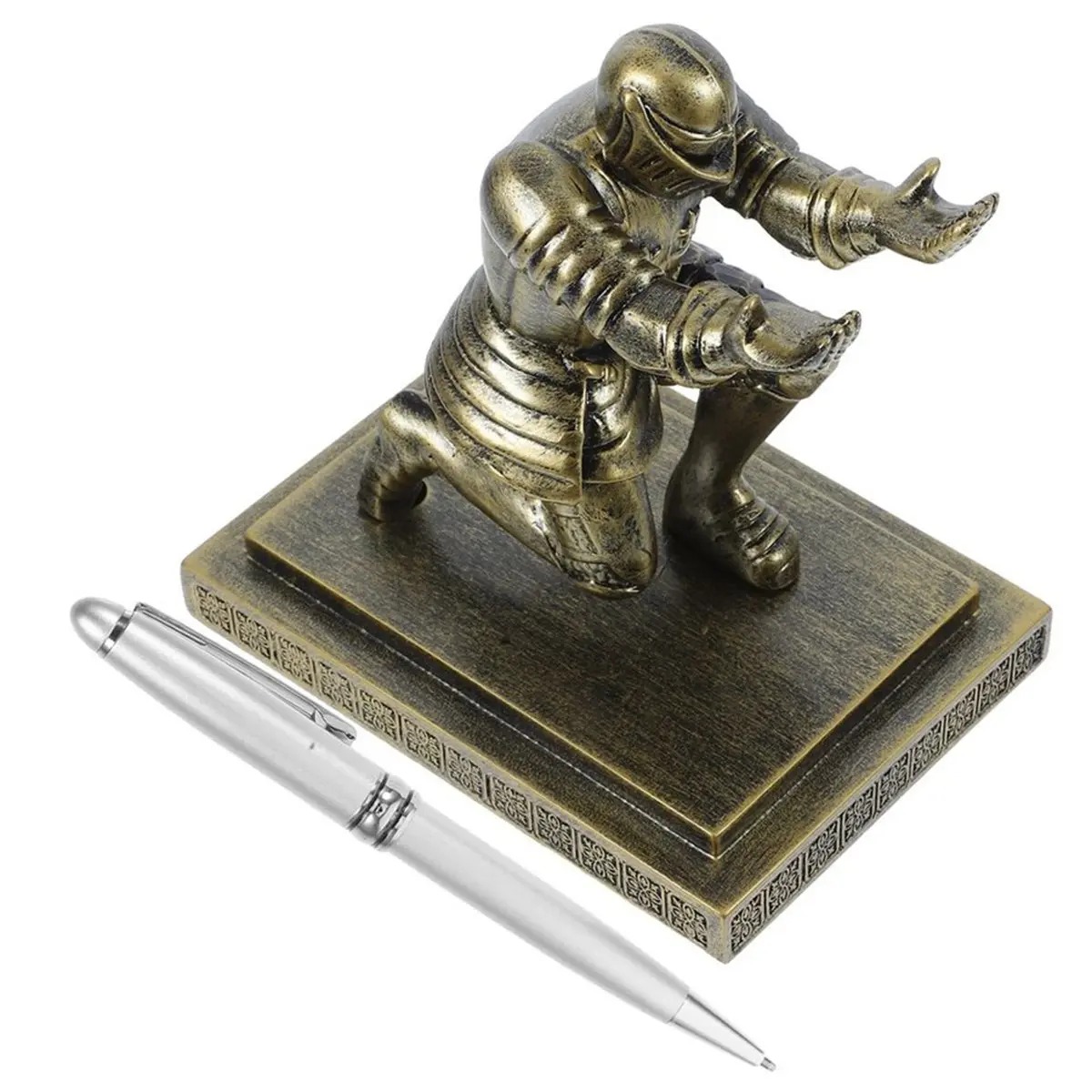 618 Mega Sale Knight Pen Holder - Kneeling Desk Accessory with Multifunctional Resin Stand (Pen Not Included)