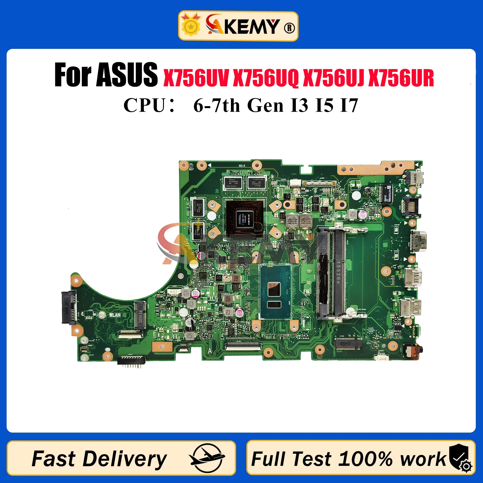 

X756UX Laptop Motherboard For ASUS X756U A756U X756UV X756UQ X756UJ X756UR X756UAK X756UQK X756UXM Mainboard With I3 I5 I7 CPU