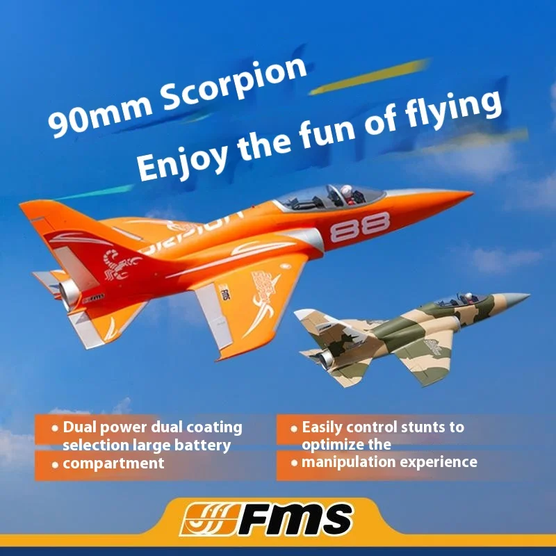 Nouveau Stock Fms amélioré 90mm Scorpion V2 grand modèle d'avion extérieur télécommande à voilure fixe assemblage électrique jouet personnalisé cadeau