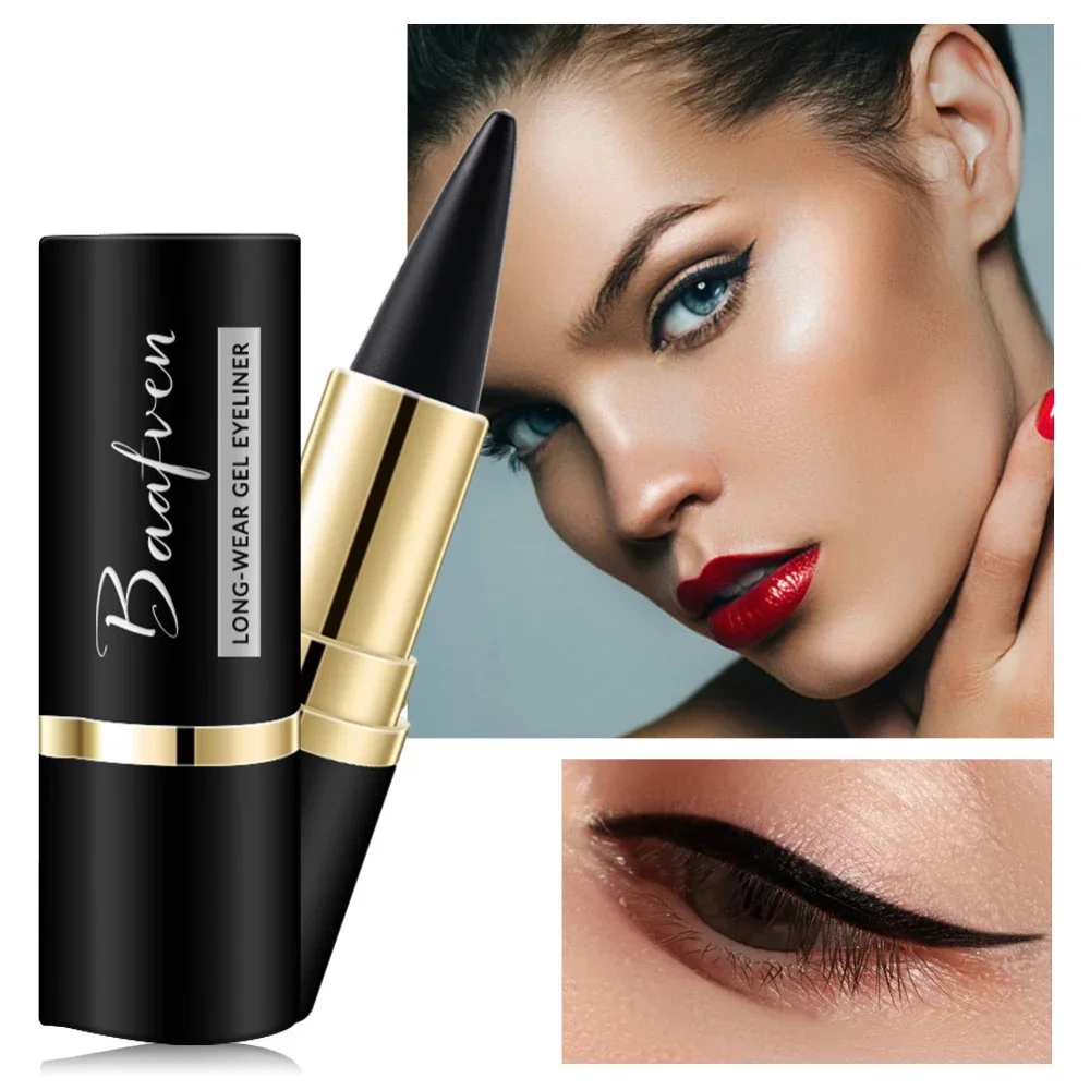 Lápiz Delineador de ojos negro ultrafino de Gel de punta dura de larga duración a prueba de manchas para maquillaje de ojos atrevido