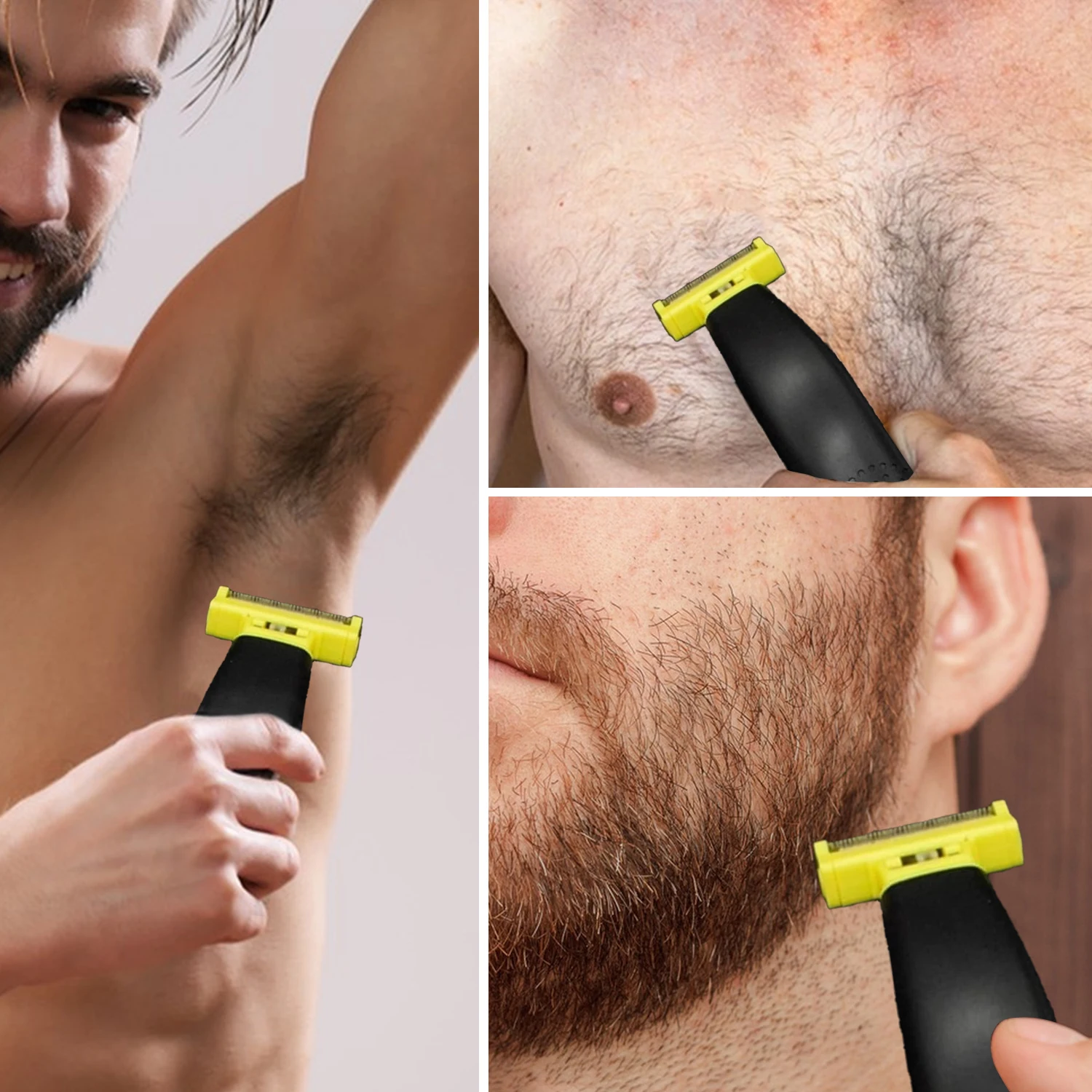 Barbeador elétrico lavado de corpo inteiro para homens, Barbeador molhado e seco, Groomer facial rotativo impermeável, USB recarregável