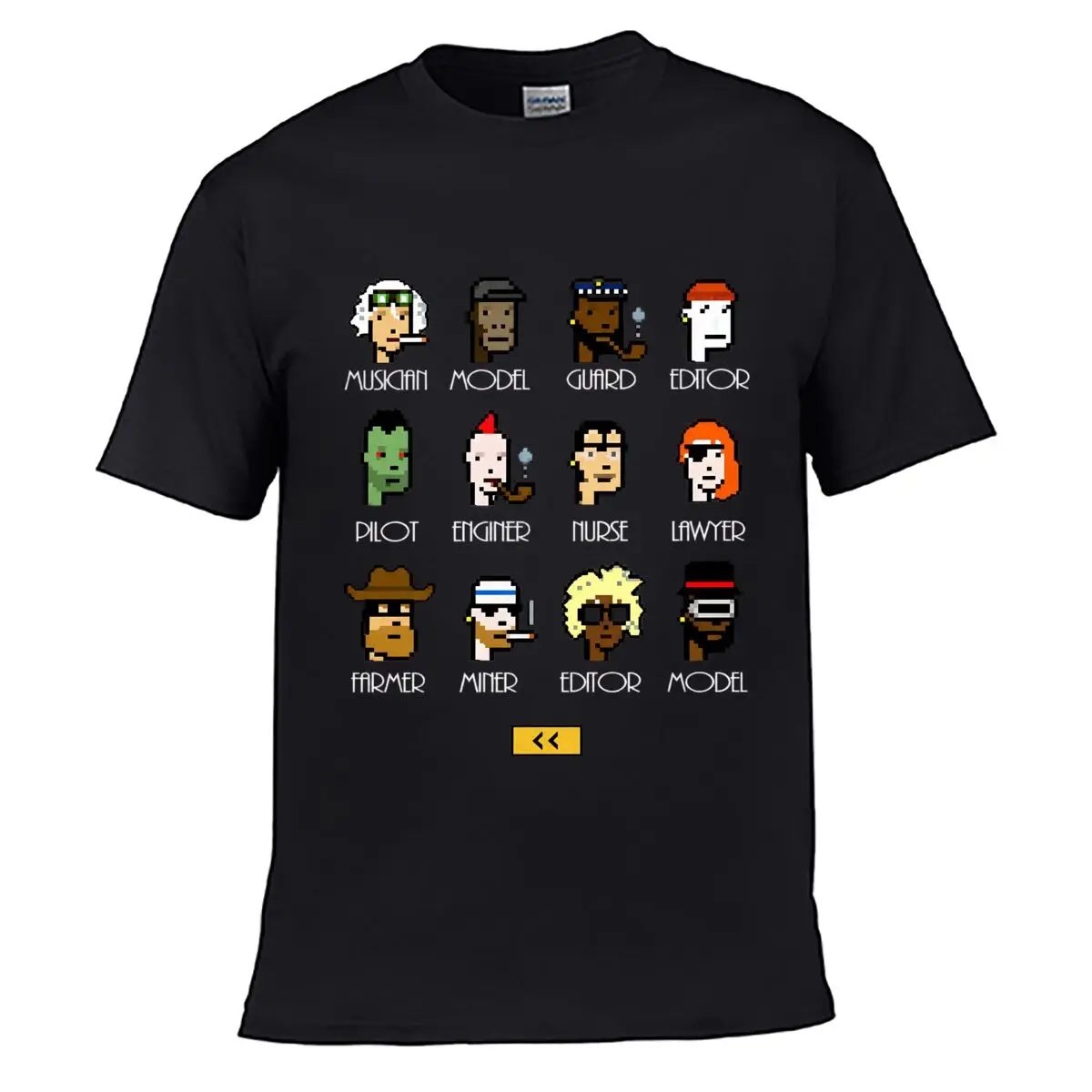Pixel Art Musician Model Guard Editor Pilot Engineer Nurse Lawyer Farmer Miner Street Loose Simple Tee