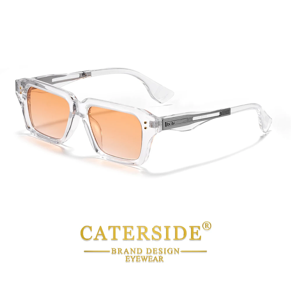 CATERSIDE Retro Quadratische Metall-Sonnenbrille für Männer, Modische Damen-Sonnenbrille, Outdoor-Reise-Fahrbrille, Dekorative Brille, UV400 – Detail 5