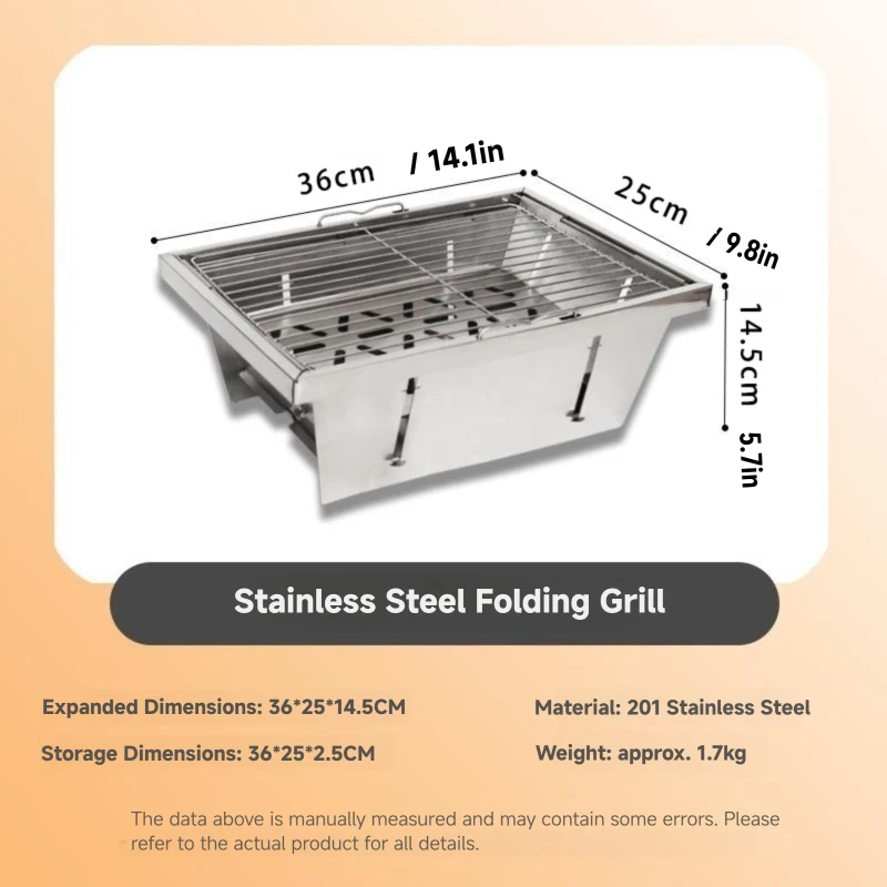 WESTTUNE IGT Barbecue Grill, zusammenklappbar, Holzkohle, Brennholzofen, Heizung, tragbar, für Camping, Picknick, Kochgeschirr, Edelstahl, Grillregal