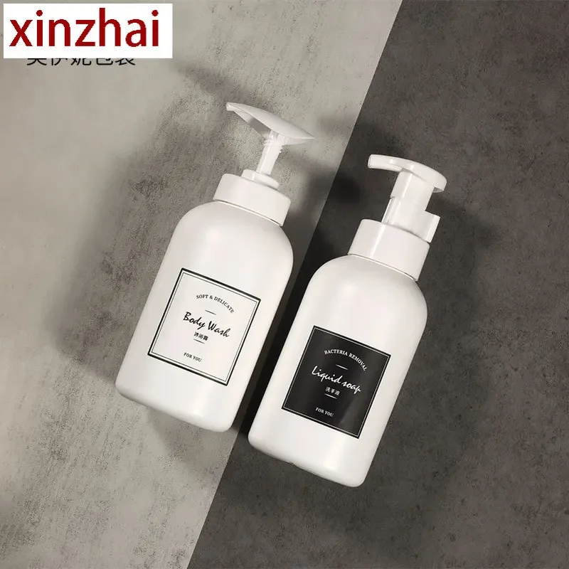 White plastic 300ml shower gel bottle, lotion press bottle 500ml shampoo and conditioner dispenser shampoo dispenser