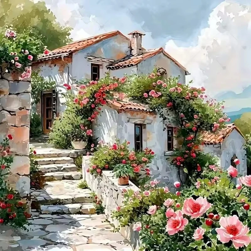Art Craft Village - Village Paint By Numbers Painting Decor