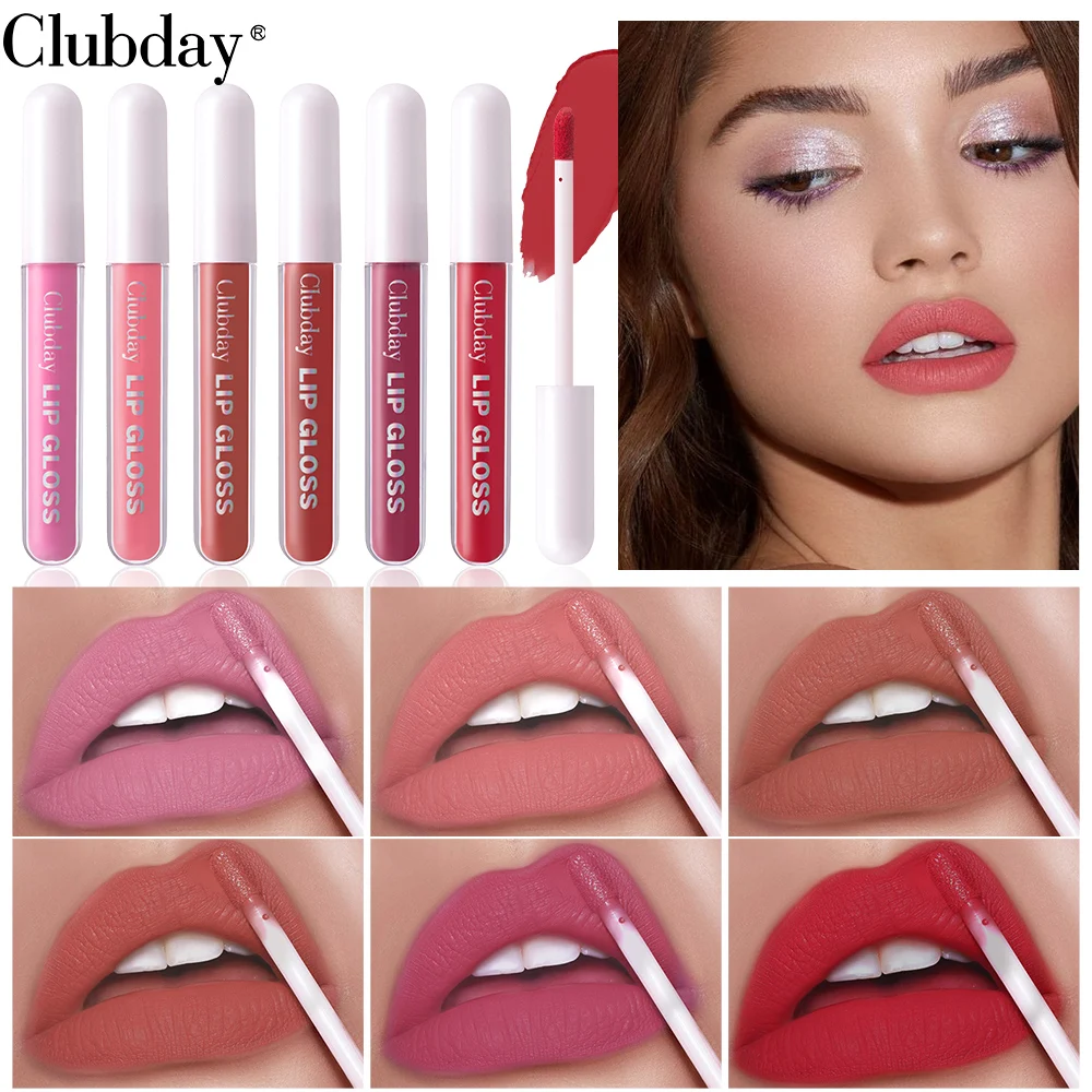 Clubday 6 ألوان غير لامعة مخملية سهلة الشفاه ملمع شفاه يدوم طويلاً مقاوم للماء ومقاوم للعرق ولا لون شفاه سائل غير لامع #4