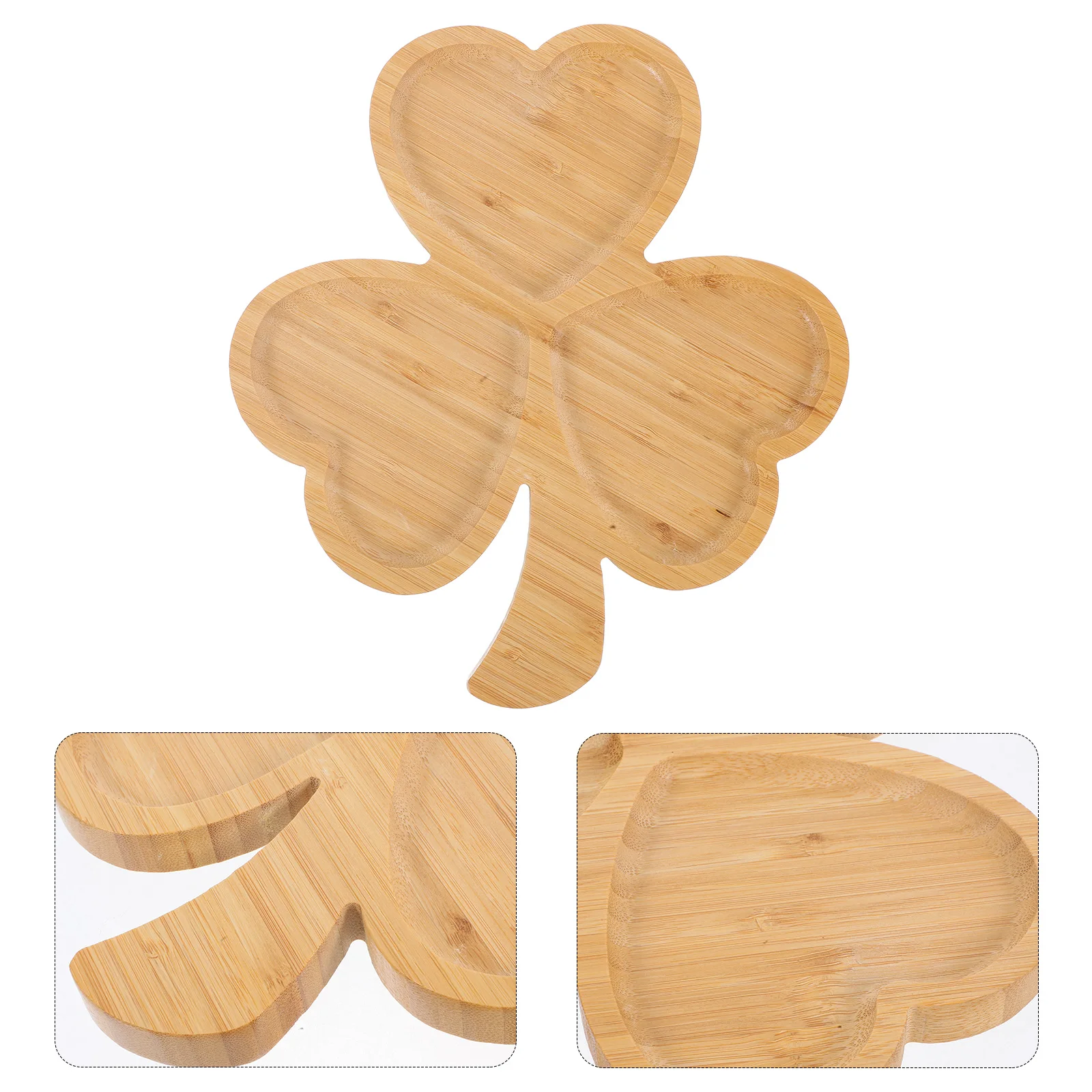 

Shamrock Shaped Bamboo Serving Platter Patrick'S Day Wooden Tray For Snacks Fruits Sushi Dessert Holiday Party Decoration