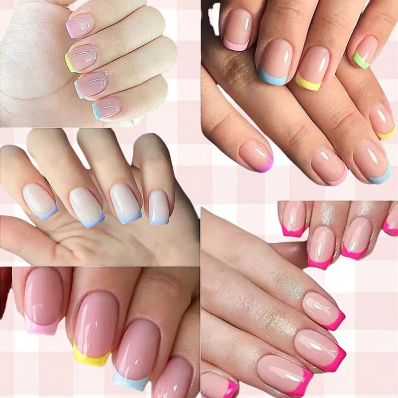 Nails for Gluing Ready for Girls Short Fake Nails Press on Fake Summer Ready-made Artificial Nails Fingernails To Stick on CDJ01