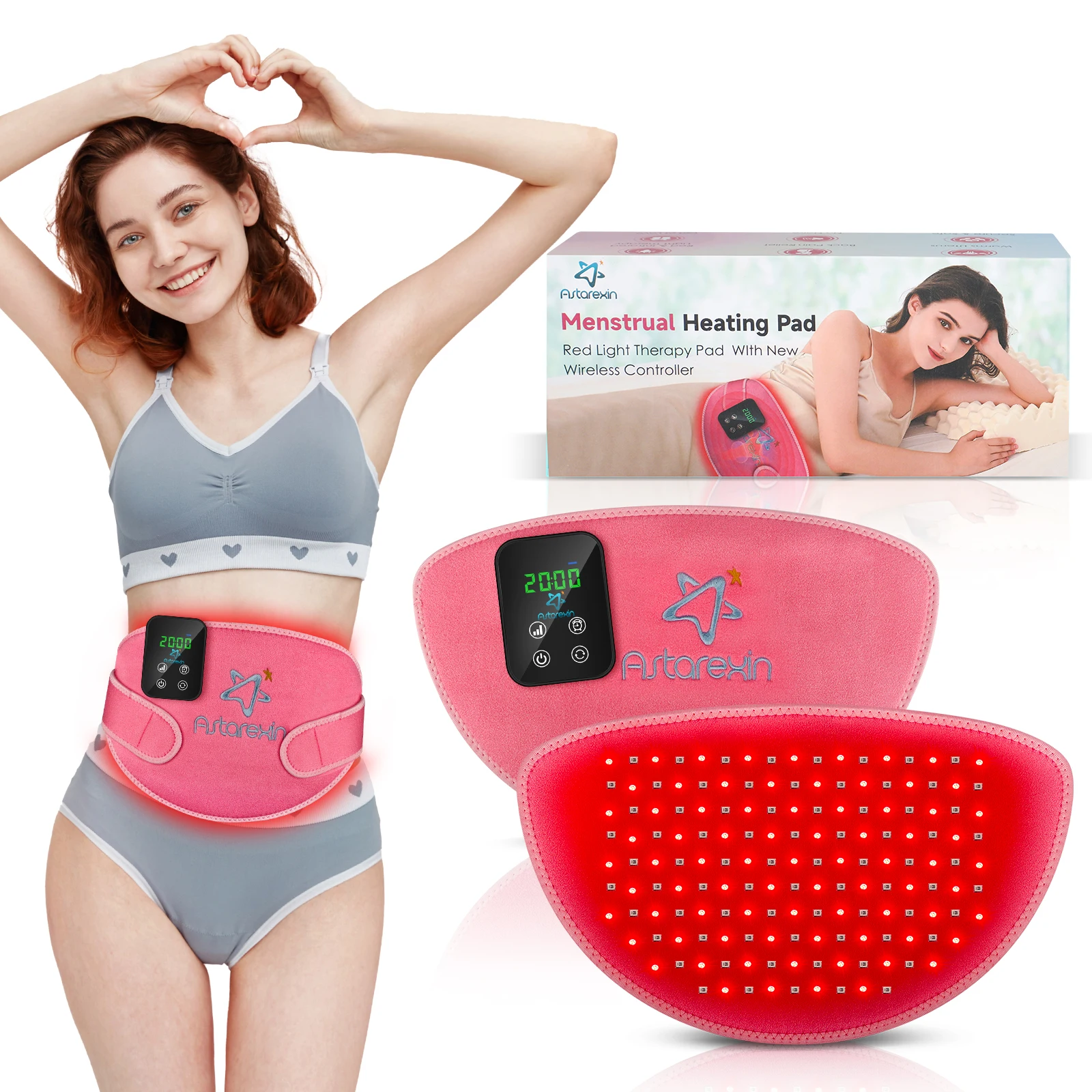 

Пояс для облегчения менструальных болей Astarexin с 156 светодиодами красного и инфракрасного света, грелка для снятия боли в пояснице и животе