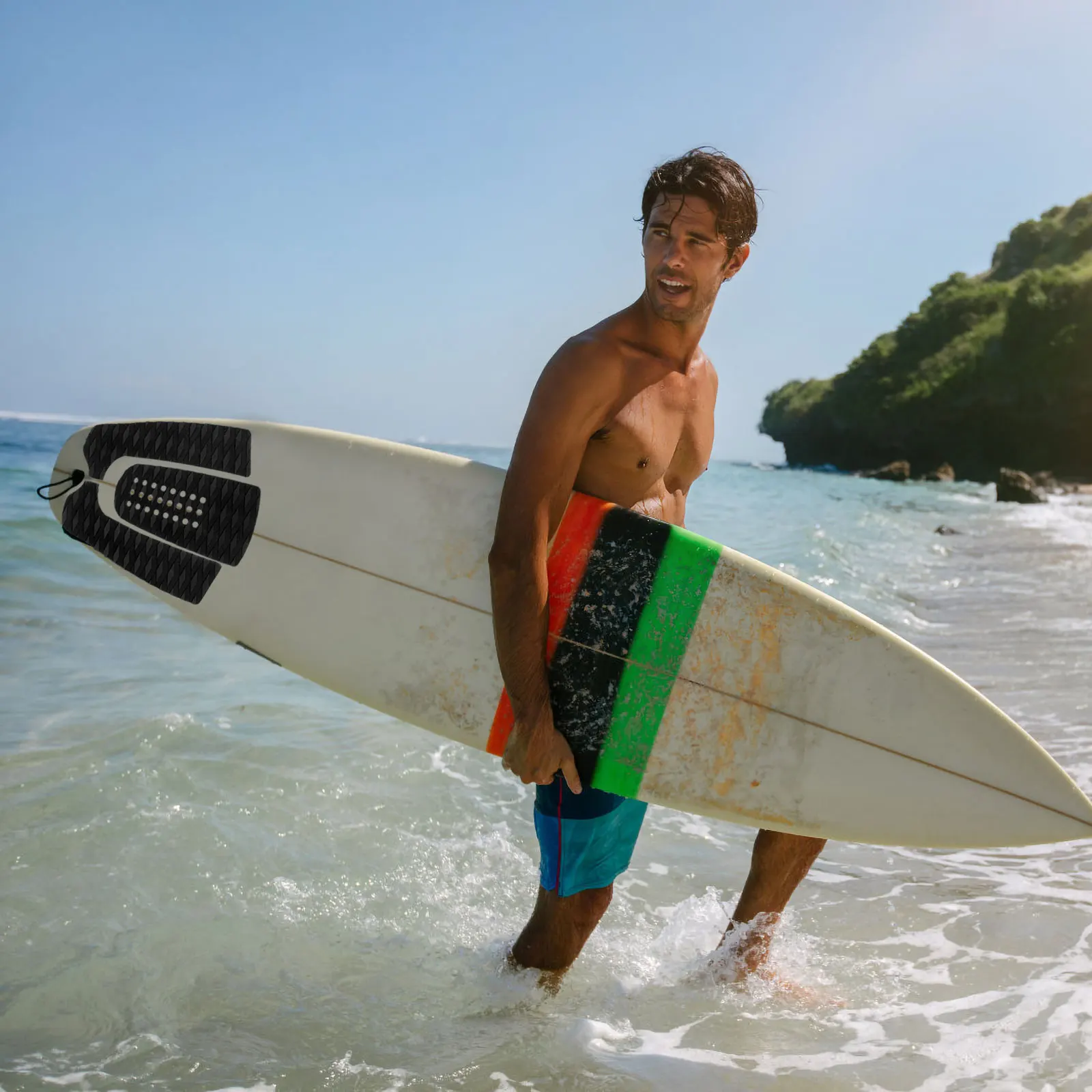 

3Pcs Adhesive Surfboard Traction Pads Eva Deck Grips Stomp Pads Non Slip Tail Grip for Professional Surfing Use