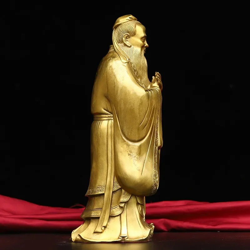 

Collectible Chinese Copper Carved Confucius Sculpture /Antique Confucius Statue Home Furnishing Gifts for Teachers~