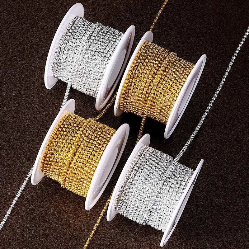 

DUCRYSTAL 2MM 10yard/Roll SS6 Claw Pearl Chain Sew-on/Glue on Crafts/Clothing Party Dresses Decoration