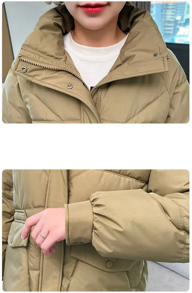 Giacca in cotone da donna stile corto 2025 Nuova versatile giacca in piumino di cotone