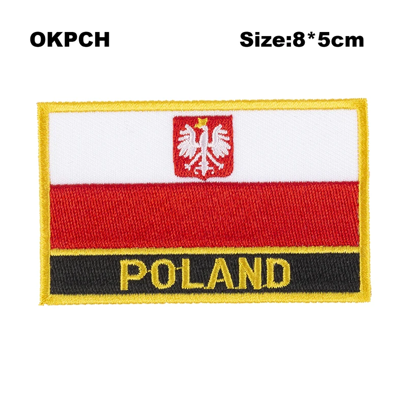 Poland Flag Embroidery Patches Iron on Saw on Transfer patches Sewing Applications for Clothes in Home&Garden