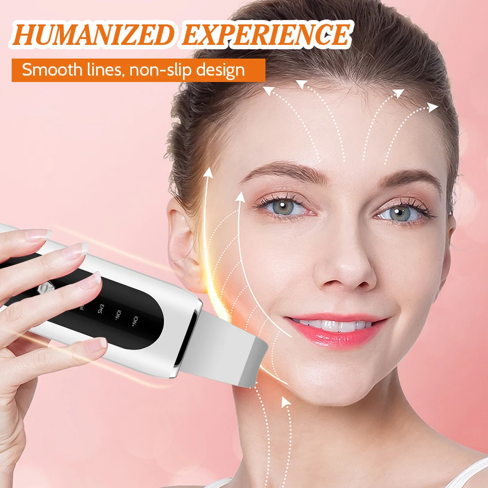 3 Type Ultrasonic Skin Scrubber Deep Face Cleaning Acne Blackhead Remover Facial Spatula Peeling Shovel EMS Skin Lifting Machine