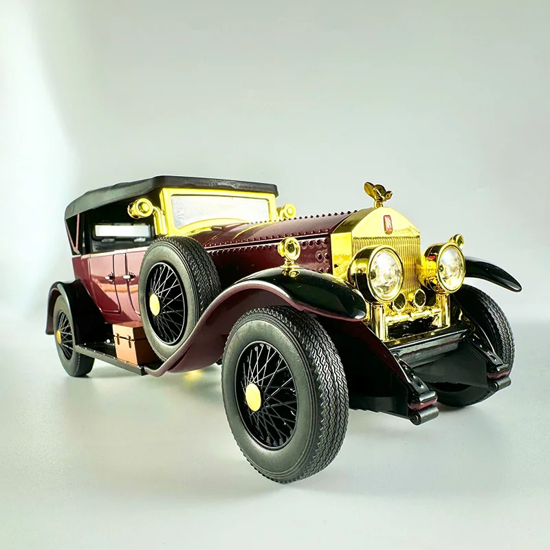 1:24 modelo de carro vintage fantasma retrô, onda de som de motor simulado, iluminação legal, enfeites de mesa requintados