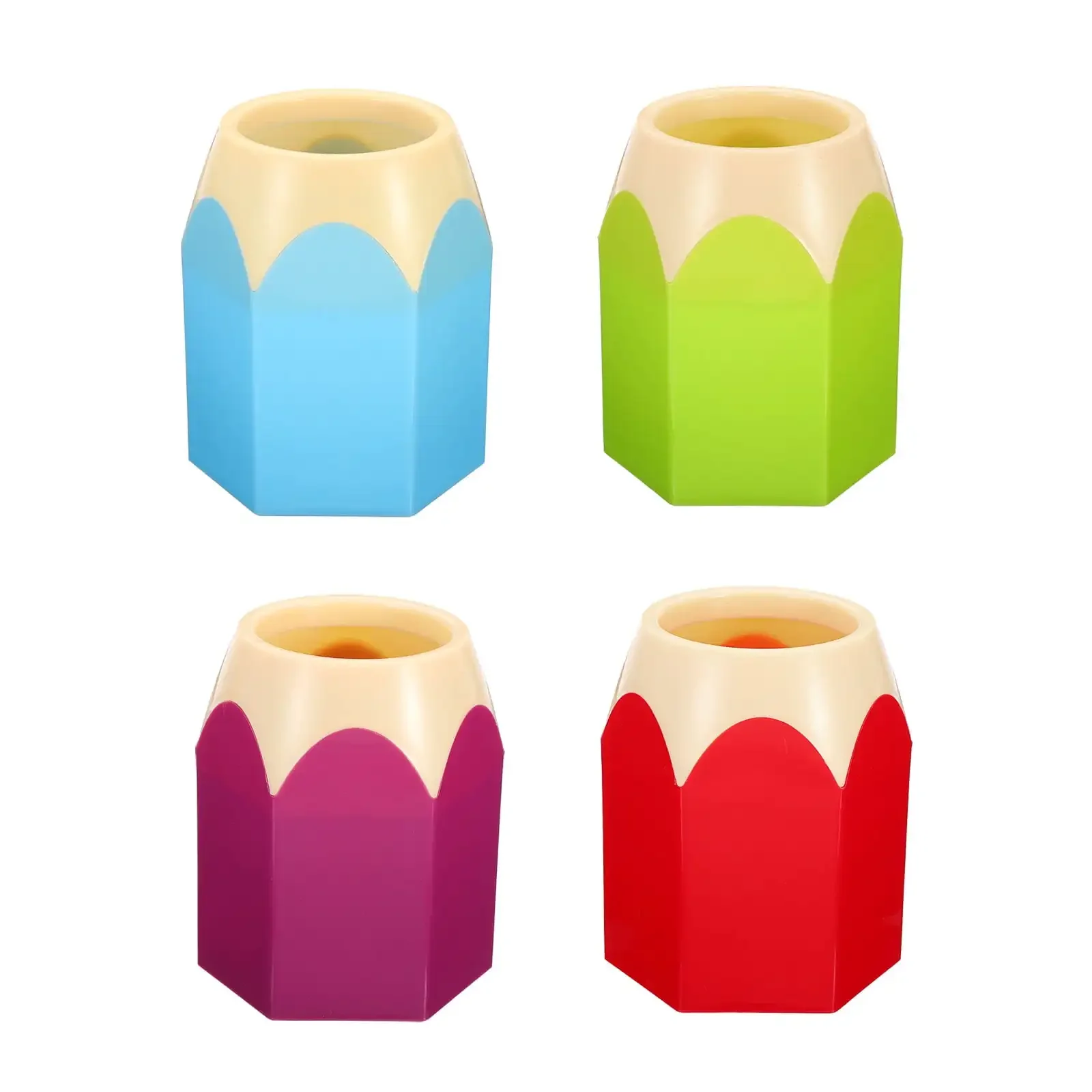 

Unique Bargains Pencil Holder Pencil Shape Cute Plastic Pen Holder Desk Organizer 4 PCS