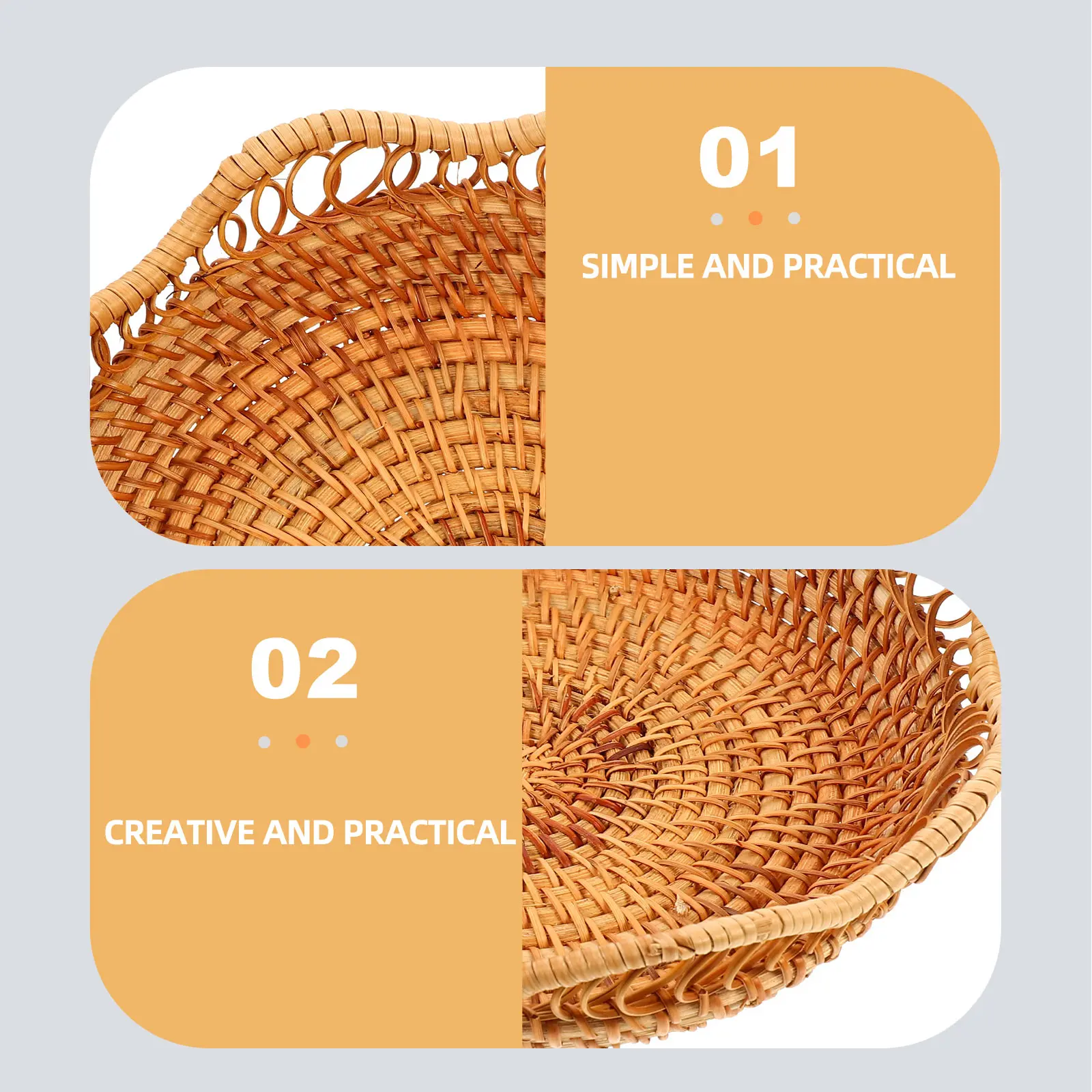 

1pc Rattan Woven Fruit Storage Container For Home Kitchen Snacks Display Organizer Fruit Storage Basket Home Woven