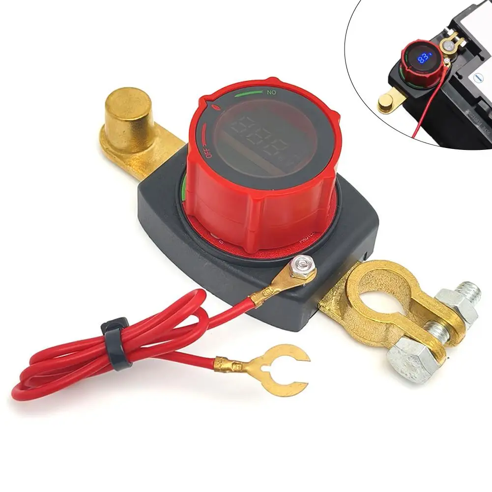 أعلى آخر قطع البطارية 12 فولت-48 فولت مع LED الفولتميتر تيار مستمر 5-60 فولت بطارية قتل تشغيل/إيقاف قطع البطارية للسيارة R9L4