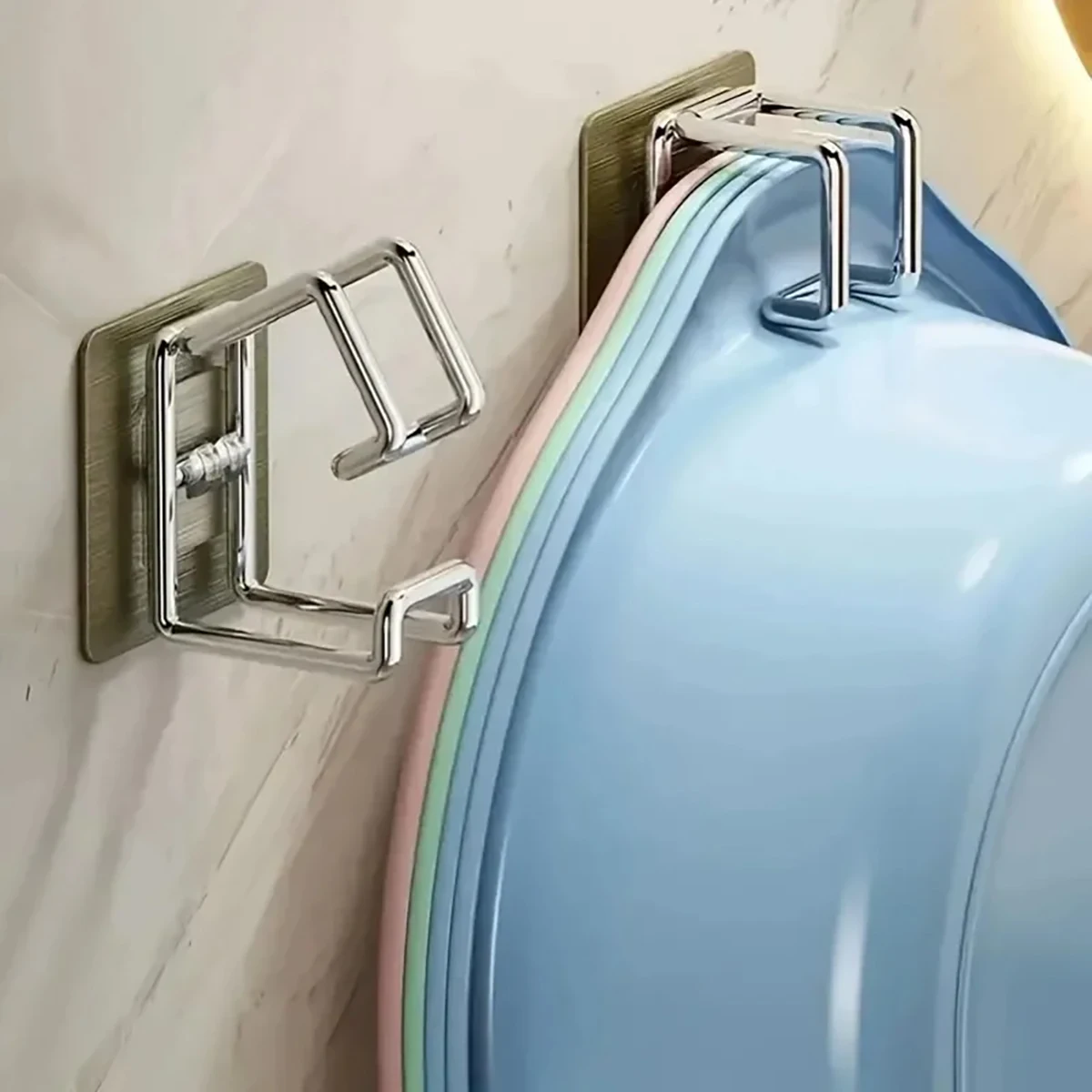1/2 Pezzi Gancio per Lavabo in Acciaio Inox Multifunzione Senza Foratura, Portaoggetti per Cucina e Bagno, Supporto per Asciugamani