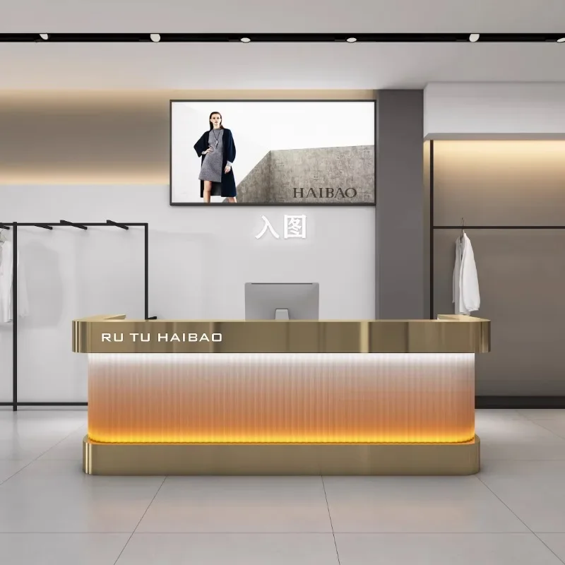 

A Design Blue Front Desk Reception Counter Modern U Shape Reception Desks Beauty Clinic Mostrador Recepcion Office Furniture