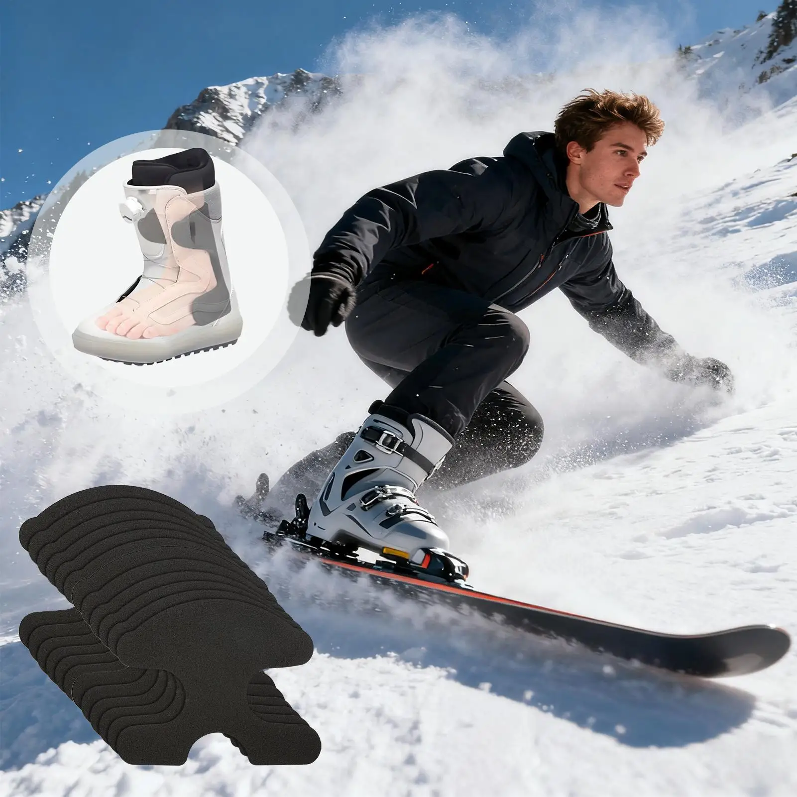 Ski Boot Shin Pads 10 Pieces Adhesive Guards Cuttable EVA Ski Boot Heel Pads For Women Adults Students Athletes Beginner