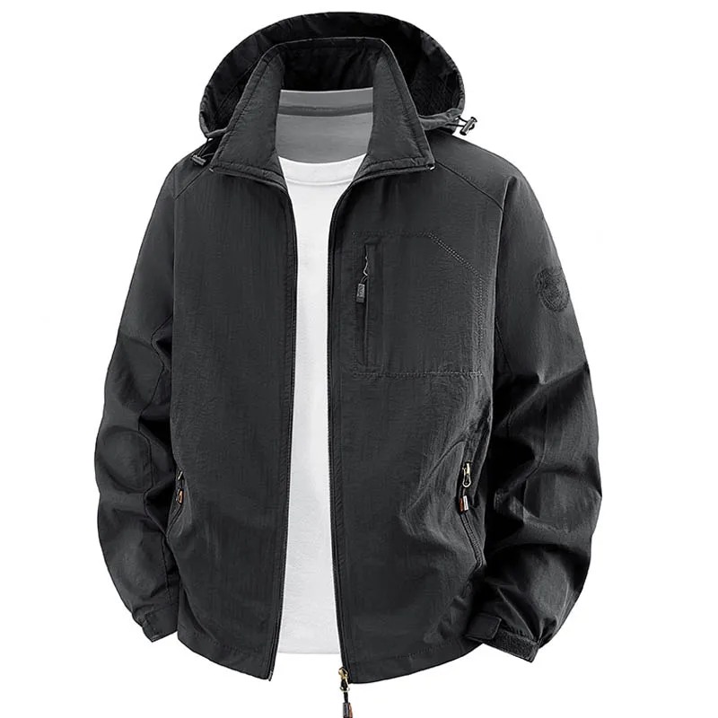 

Spring Autumn Windbreaker Waterproof Hiking Jackets Men Outdoor Camping Hooded Coat Male Gym Joggers Running Jacket Men Clothing