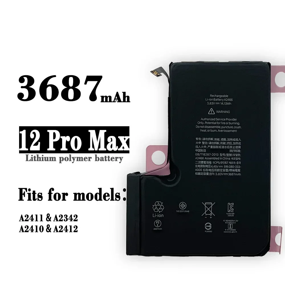 

New Replacement Battery For Apple IPHONE 12 Pro Max A2411 A2342 A2410 A2412 Mobile Phone High Quality Internal Batteries