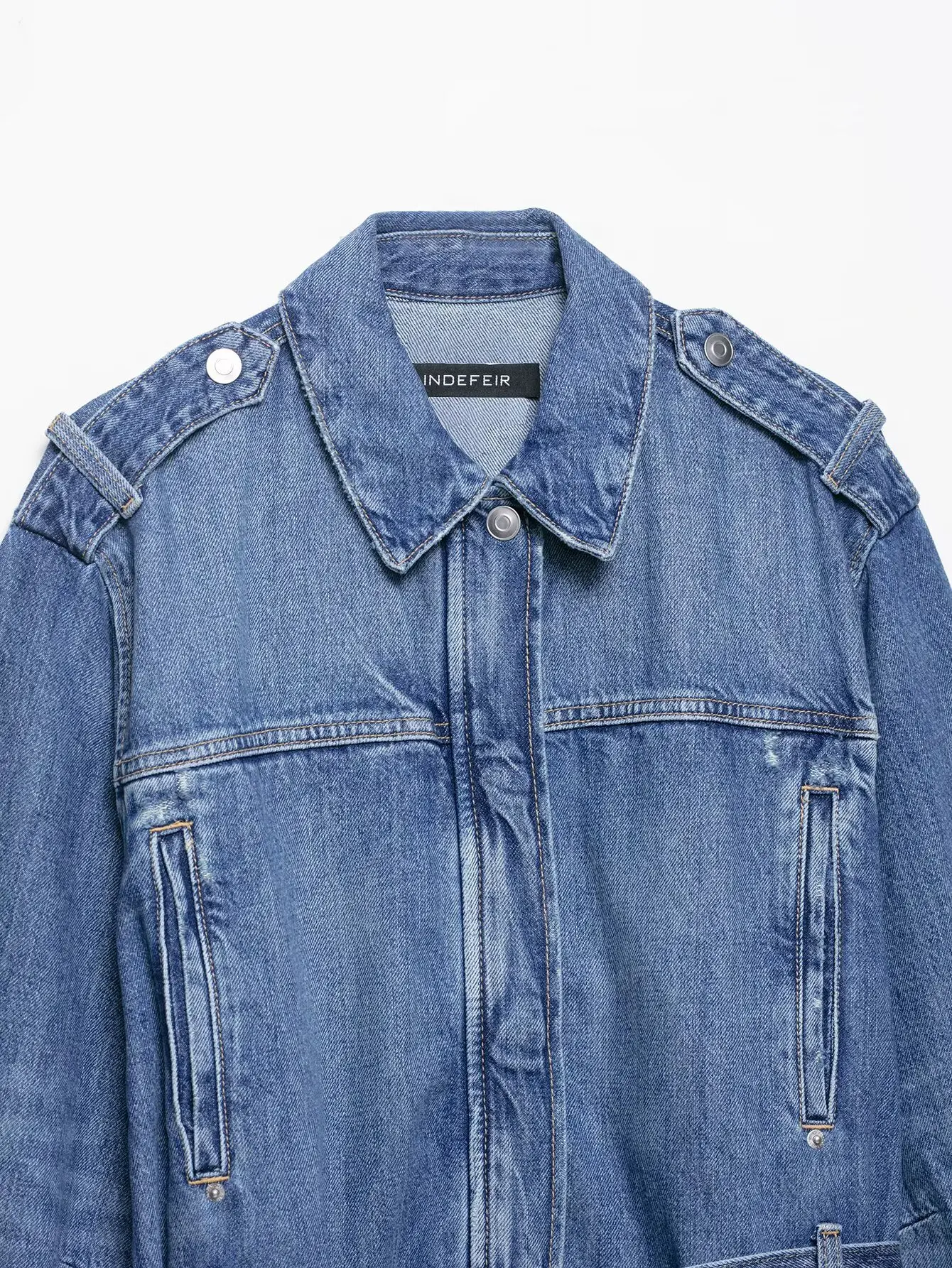 Herfst 2025, nieuwkomers, oversized, veelzijdig halflang spijkerjack met strik aan de voorkant