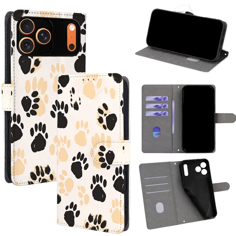 

Cute Animal Pattern Magnetic Flip Phone Cover for iPhone Air 17 16 15 14 Plus 13 12 11 Pro with Built-in Wallet Card Slots