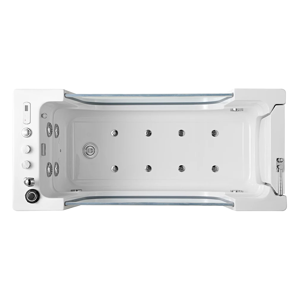 Modern Free Standing Acrylic Pet Bathtub  White Rectangle Design with Drainer Includes Faucet for Pets Use