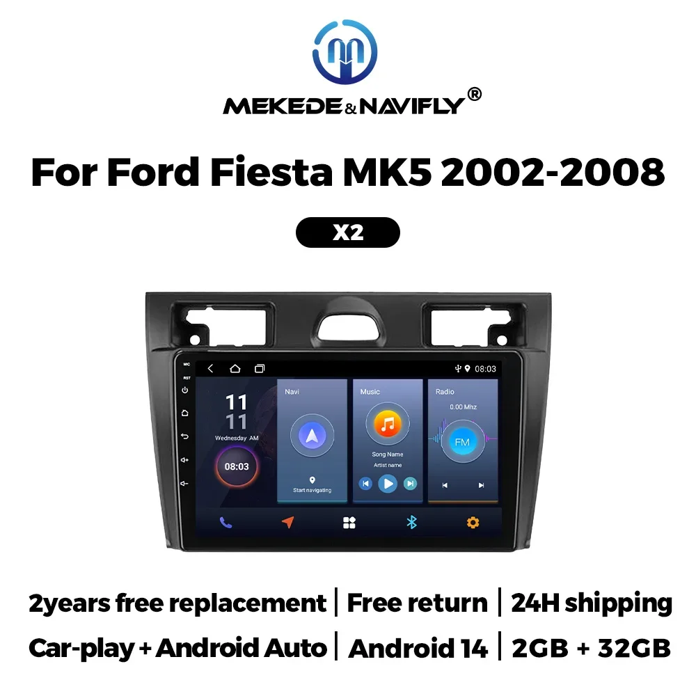 Neue 2002 android 14 auto für ford fiesta mk vi 5 mk5-Autoradio Multimedia-Player GPS Stereo Head