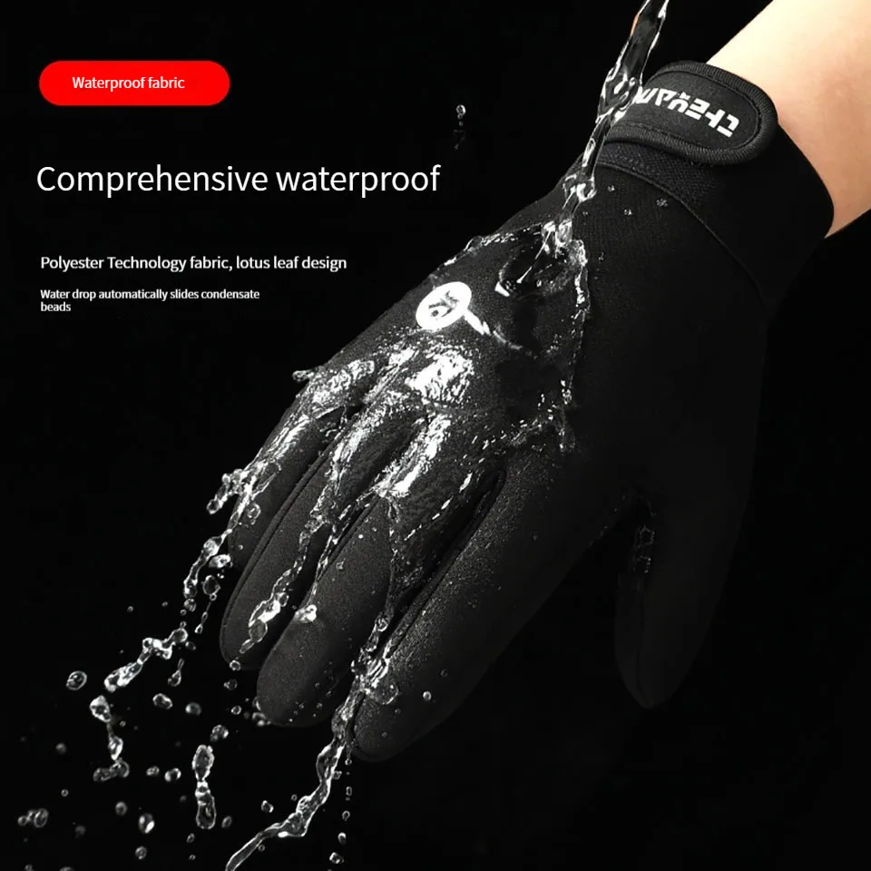 1Pair Fall Winter Cycling Gloves Warm Two Fingers Touch Screen Outdoor Anti-slip Windproof Riding Fishing Climbing Gloves Unisex