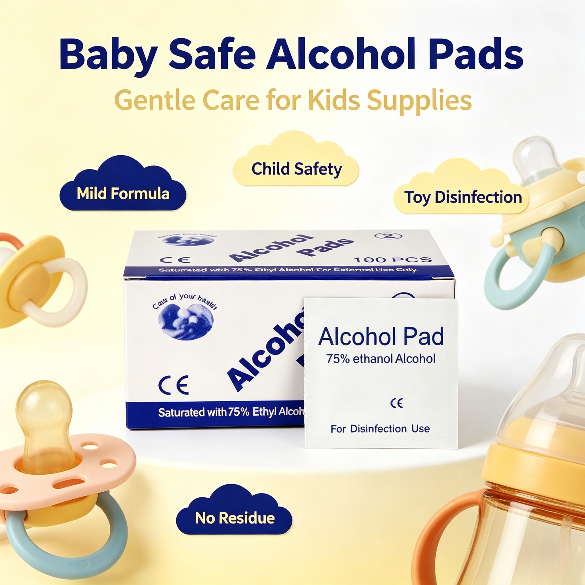 Portable Home Alcohol Swab Single Pack; Quick Disinfection of Bacteria for Wounds and Items; 75% High Concentration Alcohol