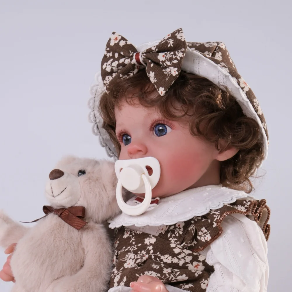 Cloveray 24 polegada realista reborn bebê boneca pano de vinil corpo bonito macio calmante boneca original de alta qualidade brinquedo artesanal presente do miúdo