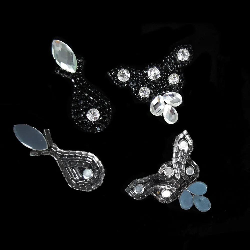 

10PCS Self-Adhesive Butterfly Rhinestone Appliqué Garment Accessory - Dress Decor for Women's Party & Daily Fashion
