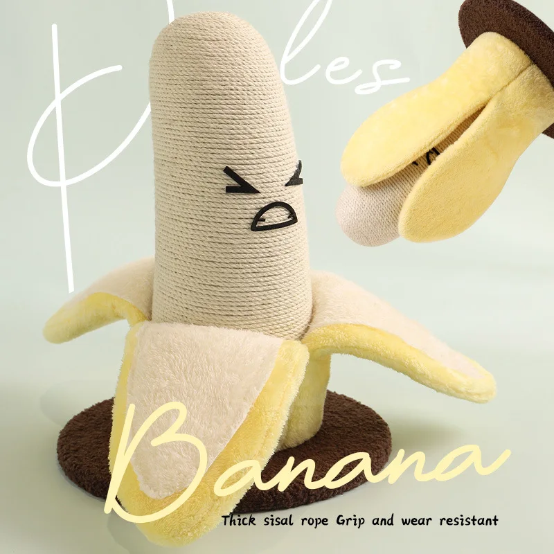 Banana-shaped cat scratching post, sisal rope, cat climbing frame, cat toy, mushroom-shaped magic scratching board Small space