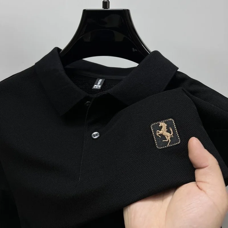 Pure Cotton Plus Size Men Polo Shirts Short Sleeve Embroidered Turn-down Collar T-shirts Men's Summer Casual Tees