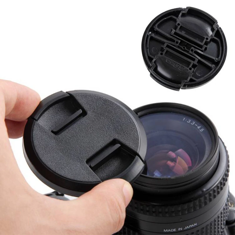 1PCS High-quality 40.5 49 52 55 58 62 67 72 77 82mm center pinch Snap-on cap cover for all camera Lens