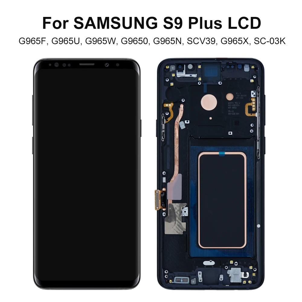 S9+ Super AMOLED Screen Assembly for Samsung Galaxy S9 Plus G965F G965F/DS LCD Display with Touch Screen with Frame Replacement