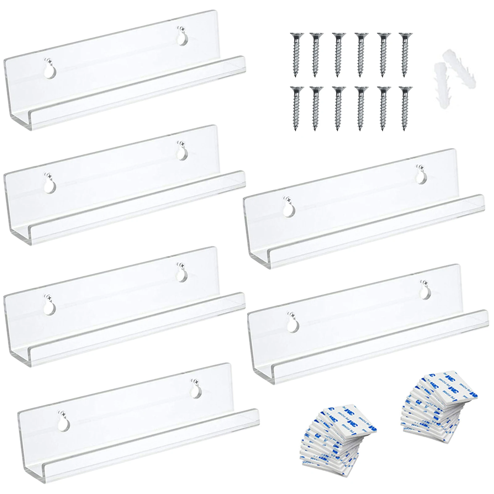 6/10Pcs อะคริลิคชั้นวางสำหรับบันทึก Wall Mount ชั้นวางบันทึกผู้ถืออะคริลิคใสบันทึกชั้นวางของสำหรับไวนิลอัลบั้ม
