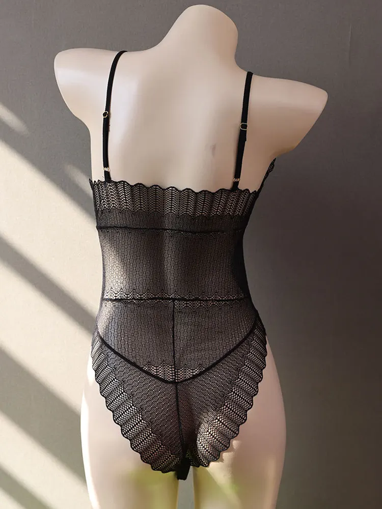 Sexy malha transparente bodysuit feminino, elegante collant, decote V, tanga de corte alto, roupa de mulher, calças justas, novo em agora