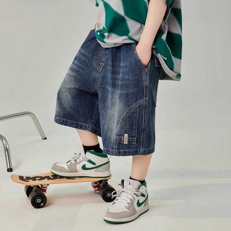 UNITIM Summer Children Boys Shorts New Junior Boys Denim Shorts 4-14Yrs Kids Boys Half-length Shorts Casual Little Boys Shorts