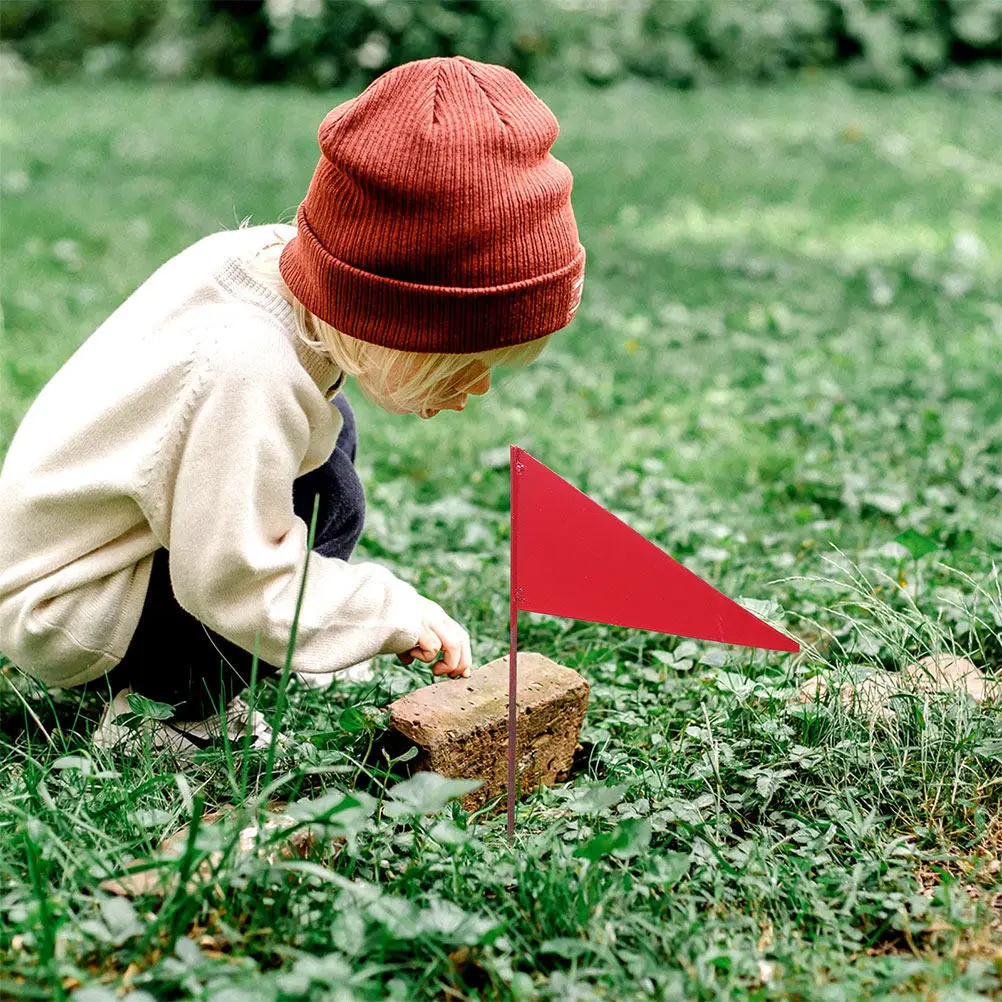 4 Pcs Flags Small Construction Irrigation Landscape Garden Ground for Marking Sprinkler Stake Iron