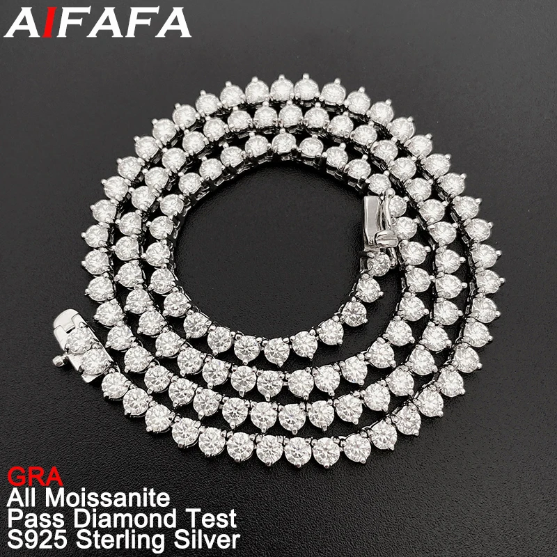 

Top Grade Full Moissanite Tennis Chains Necklace Moissanita Sparkle 925 Sterling Sliver Neck Fine Jewelry Pass Diamond Test GRA