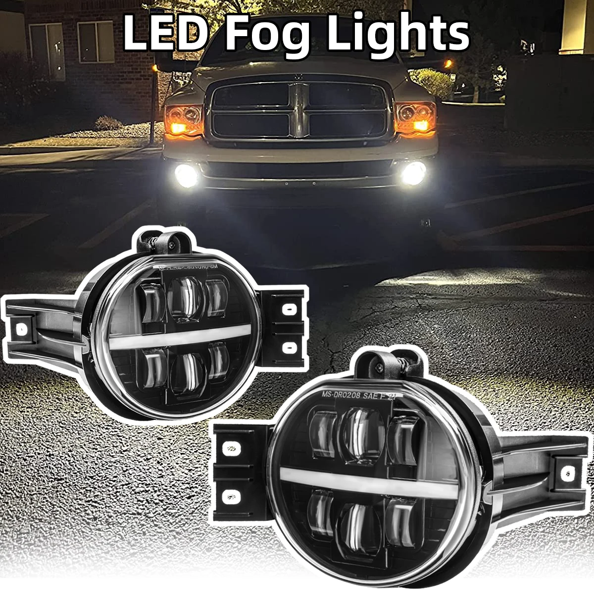 LED Fog Lights Assembly For Dodge Ram 1500 2002-2008,For Dodge Ram 2500 3500 2003-2009,For Dodge Durango 2004-2006 LED Fog Lamps