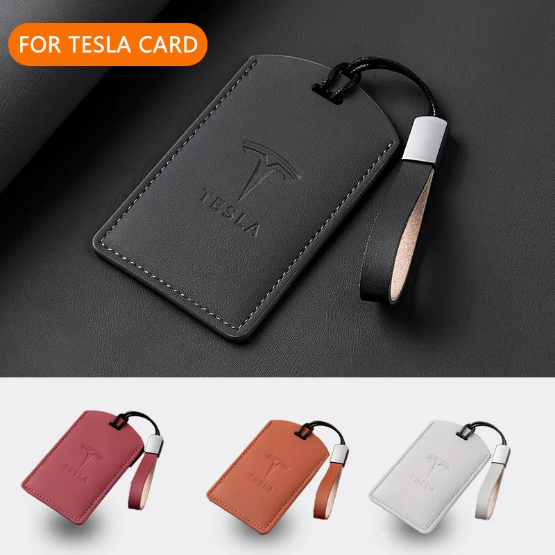 

New Leather Car Smart NFC Card Key Cover Case Protector Shell Fob For Tesla Model 3 Model Y Juniper S X Keychain Accessories