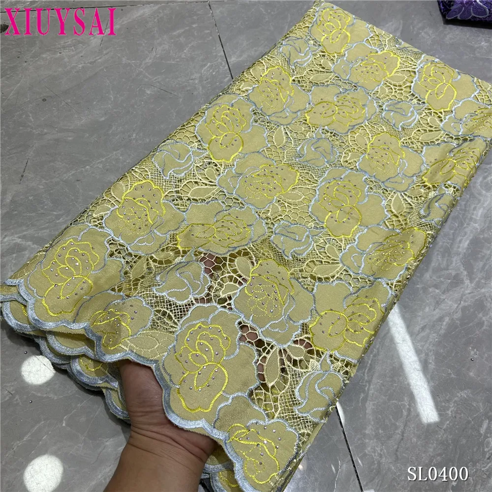 

African Stones Tulle Lace Fabric High Quality Nigerian Water Soluble Guipure Cord Lace For Wedding Party Sewing